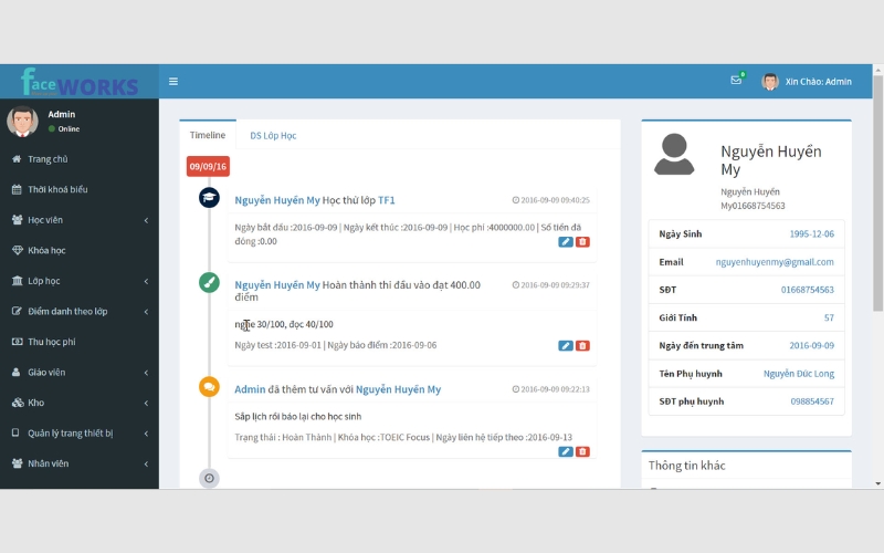 Phần mềm quản lý lớp và học sinh Faceworks