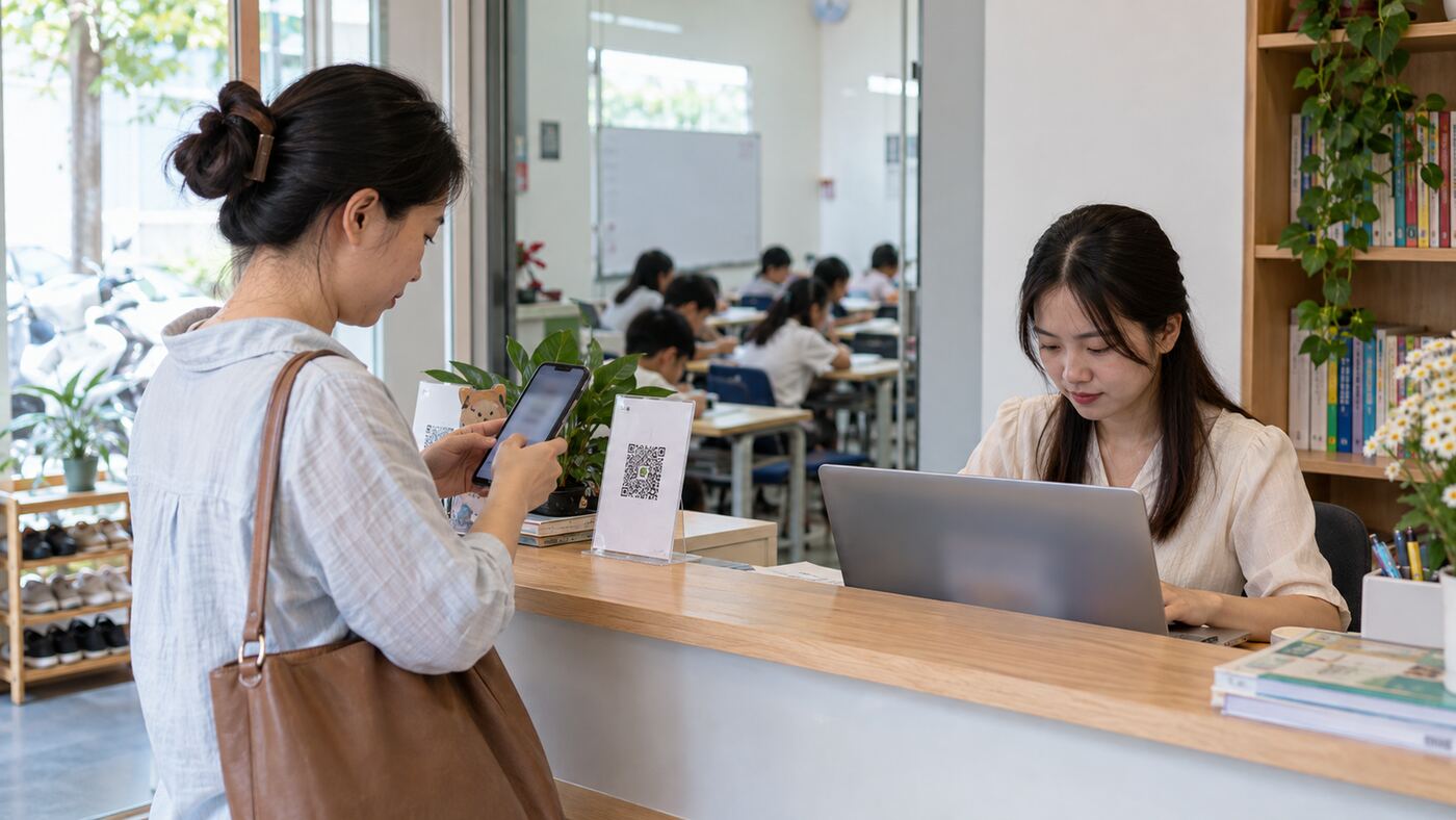 phụ huynh chuyển khoản khi trung tâm thu học phí online